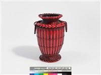 竹編方格紋高花瓶藏品圖，第3張