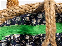 藺草編織長方底捲花扣鈕手提袋藏品圖，第10張