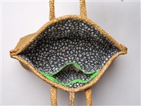 藺草編織長方底捲花扣鈕手提袋藏品圖，第11張