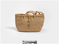 藺草編織長方底木質扣鈕手提袋藏品圖，第3張