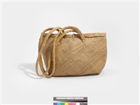 藺草編織長方底木質扣鈕手提袋藏品圖，第5張