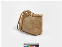 藺草編織長方底木質扣鈕手提袋藏品圖，第6張