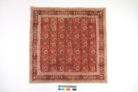 印度紅地團花紋方巾藏品圖，第1張