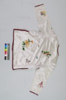 白緞地鑲紅邊彩繡花果吉紋對襟女短襖藏品圖，第15張