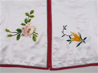 白緞地鑲紅邊彩繡花果吉紋對襟女短襖藏品圖，第6張