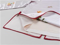 白緞地鑲紅邊彩繡花果吉紋對襟女短襖藏品圖，第13張