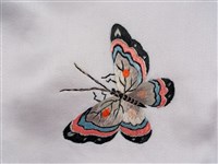 白緞地鑲紅邊彩繡花果吉紋對襟女短襖藏品圖，第14張