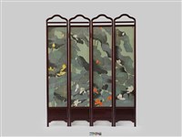 織繡荷花與草書〈臨江仙〉雙面立屏藏品圖，第9張