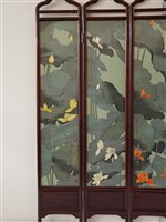 織繡荷花與草書〈臨江仙〉雙面立屏藏品圖，第12張