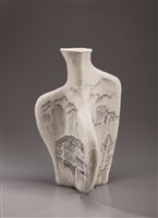 毛地墨彩三環頸瓶的圖片