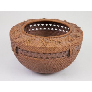 籐編葉紋圓形花器
