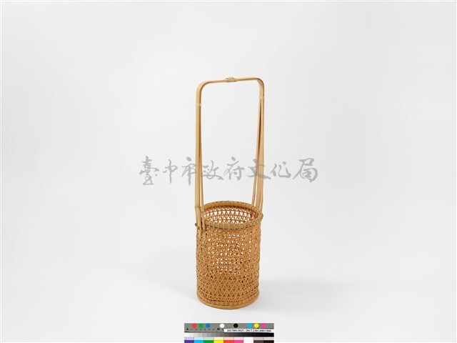 竹籐六角編圓形掛花籃藏品圖，第2張