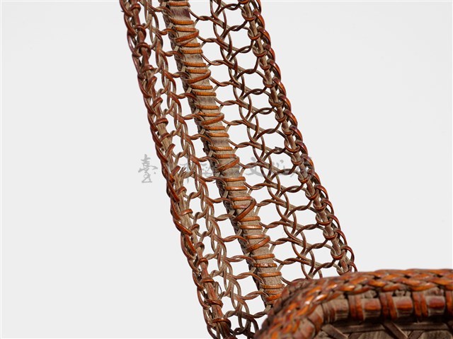 竹籐雙連環編六角形掛花籃藏品圖，第12張
