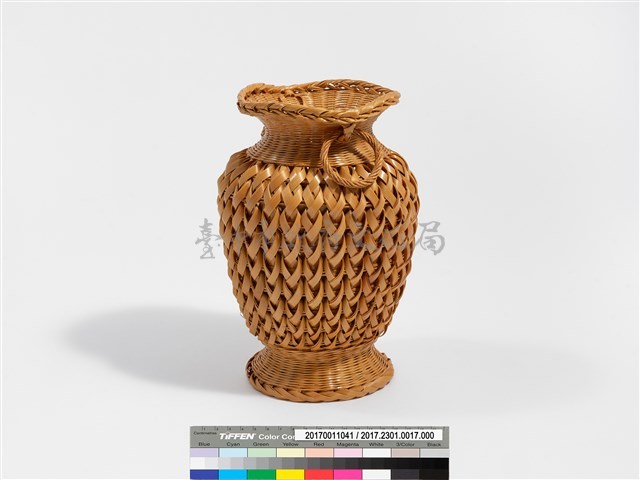 竹編松傘紋高花瓶藏品圖，第4張