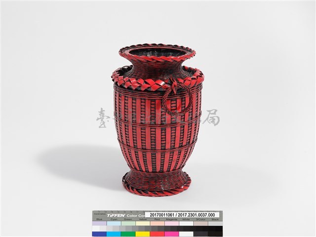 竹編方格紋高花瓶藏品圖，第4張