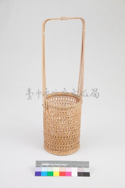 竹籐六角編圓形掛花籃藏品圖，第1張