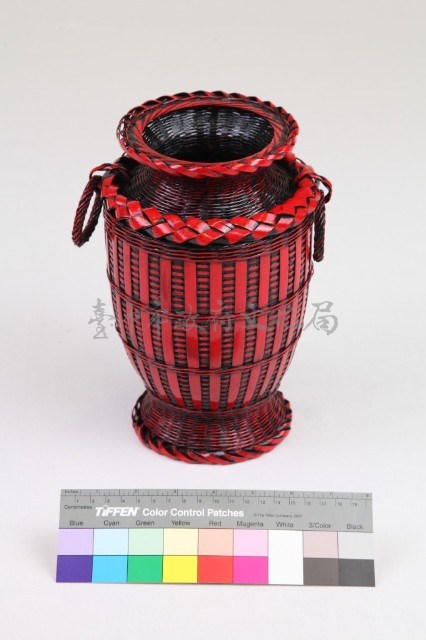 竹編方格紋高花瓶藏品圖，第1張