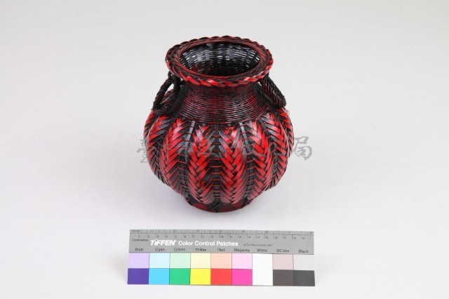 竹編矢紋圓形花器藏品圖，第1張