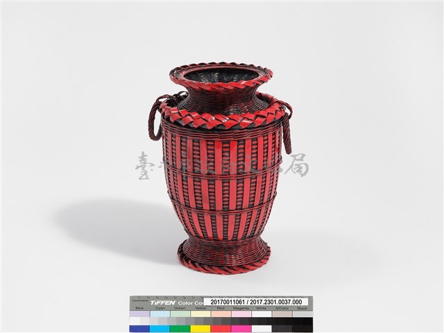 竹編方格紋高花瓶藏品圖，第5張