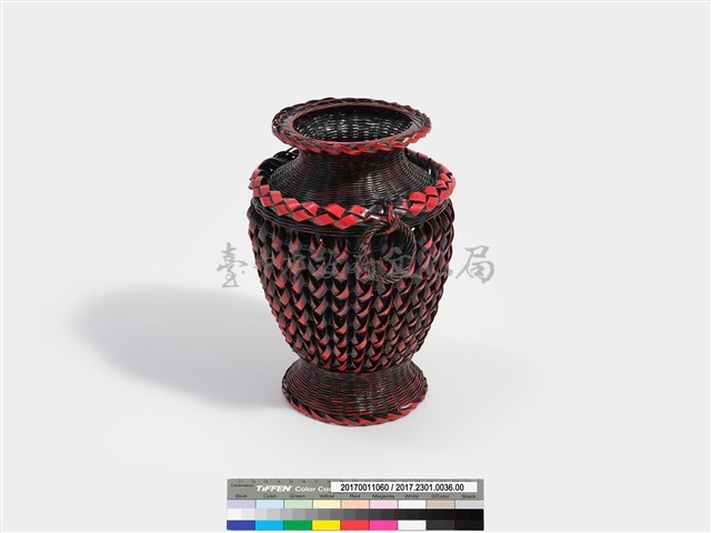 竹編松傘紋高花瓶藏品圖，第6張