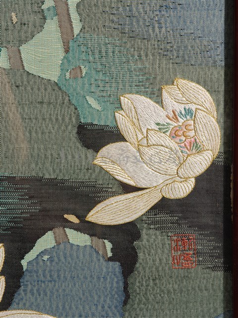 織繡荷花與草書〈臨江仙〉雙面立屏藏品圖，第16張