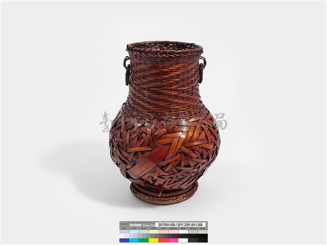 竹編自由紋瓶形花器 藏品圖，第3張