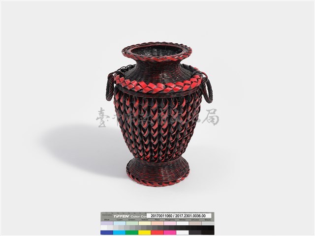 竹編松傘紋高花瓶藏品圖，第3張