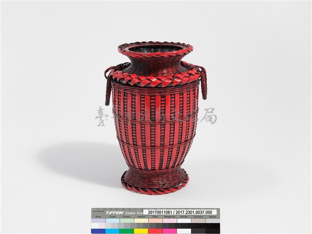 竹編方格紋高花瓶藏品圖，第3張