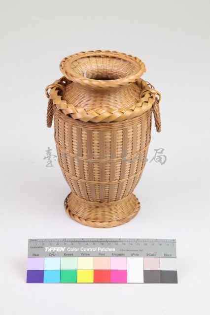 竹編方格紋高花瓶藏品圖，第14張