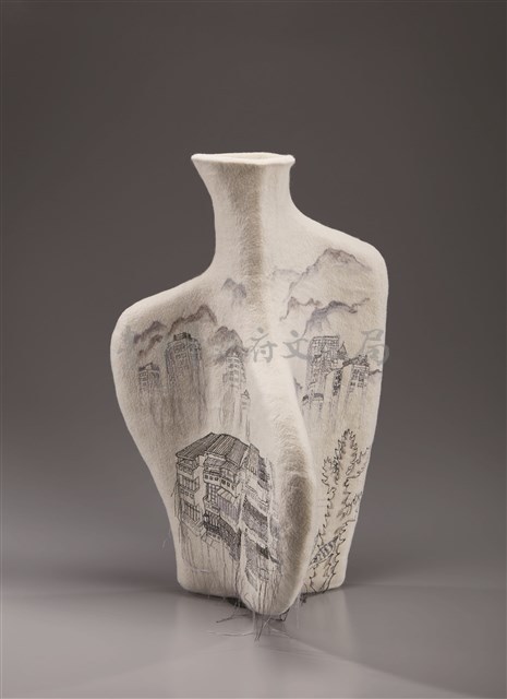 毛地墨彩三環頸瓶藏品圖，第1張