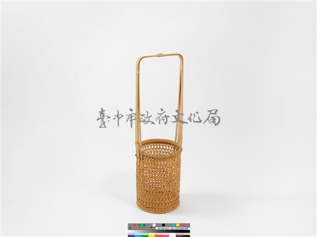 竹籐六角編圓形掛花籃藏品圖，第2張