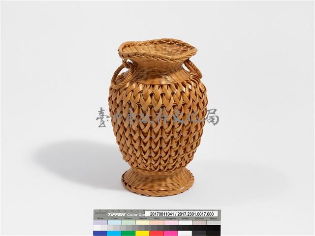 竹編松傘紋高花瓶藏品圖，第2張