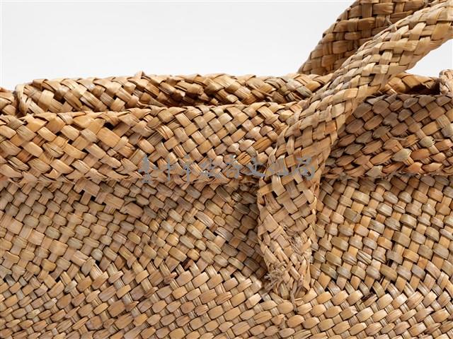 藺草編織長方底木質扣鈕手提袋藏品圖，第11張