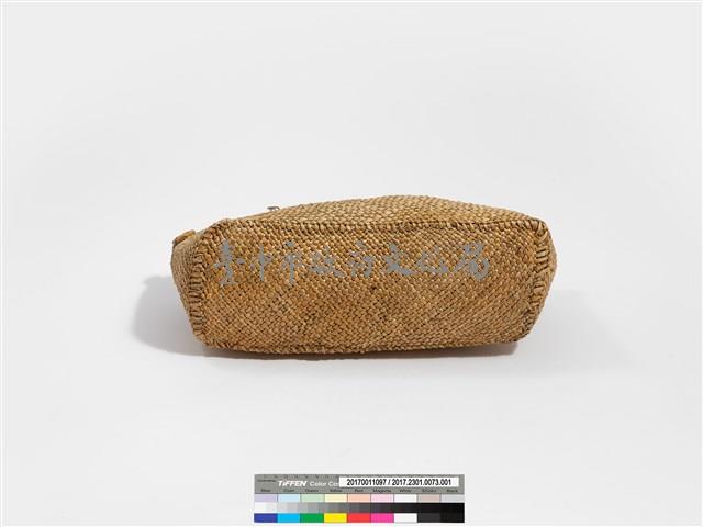 藺草編織長方底捲花扣鈕手提袋藏品圖，第5張