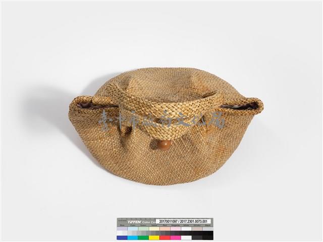 藺草編織橢圓底木質扣鈕手提袋藏品圖，第5張