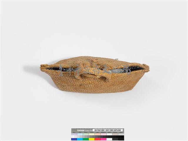 藺草編織長方底捲花扣鈕手提袋藏品圖，第6張