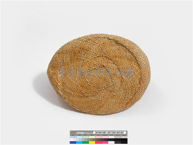 藺草編織橢圓底木質扣鈕手提袋藏品圖，第6張