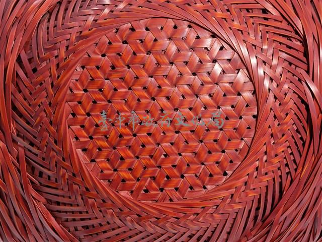 「六個圓」竹籐編交錯紋圓形花器藏品圖，第9張