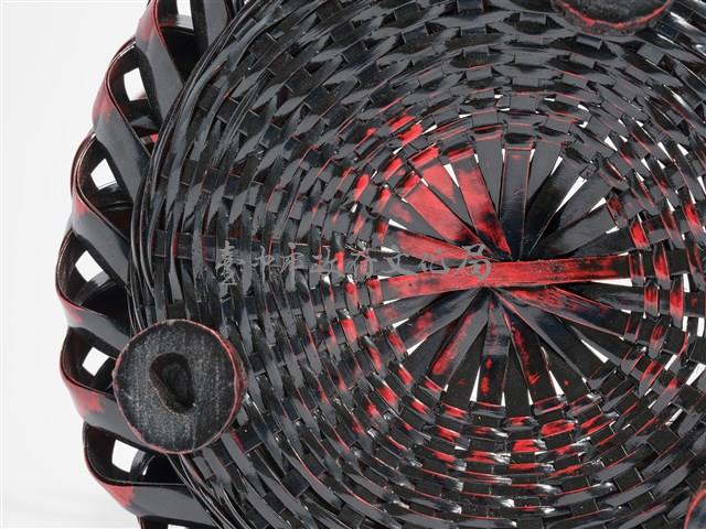 竹編斜紋三足燈台形花器 藏品圖，第9張