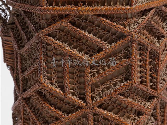 竹籐雙連環編六角形掛花籃藏品圖，第10張
