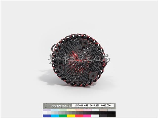 竹編斜紋三足燈台形花器 藏品圖，第8張