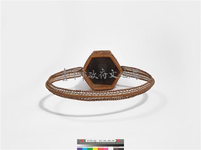 竹籐雙連環編六角形掛花籃藏品圖，第8張