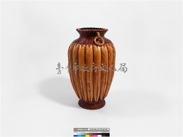 竹編矢紋橄欖形花器藏品圖，第4張