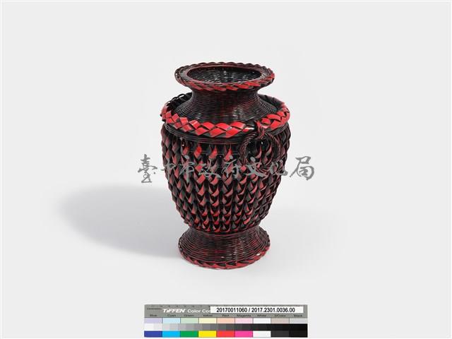 竹編松傘紋高花瓶藏品圖，第4張