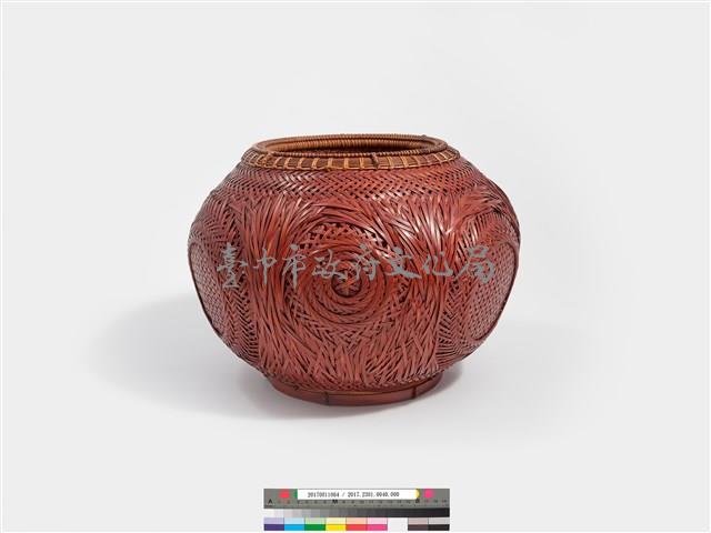 「六個圓」竹籐編交錯紋圓形花器藏品圖，第4張