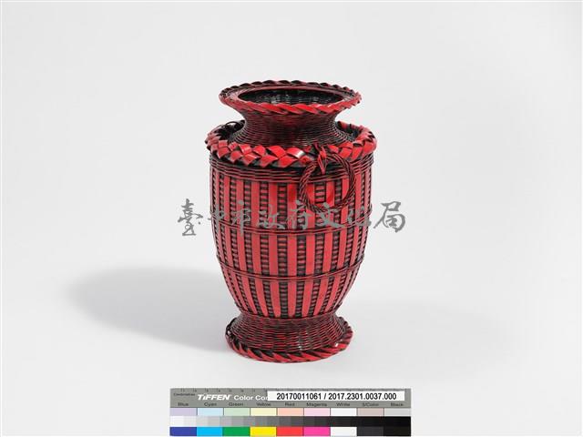 竹編方格紋高花瓶藏品圖，第4張