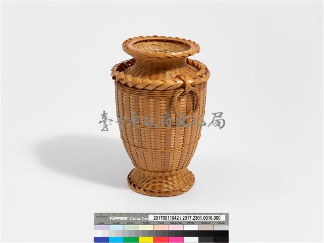 竹編方格紋高花瓶藏品圖，第4張