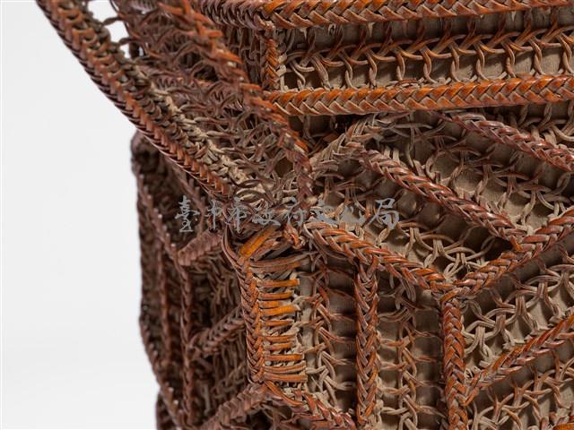 竹籐雙連環編六角形掛花籃藏品圖，第14張