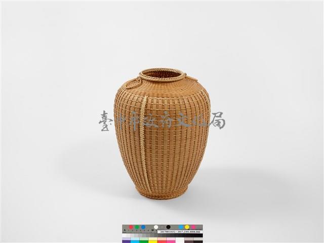 竹籐平編橄欖形花器藏品圖，第2張