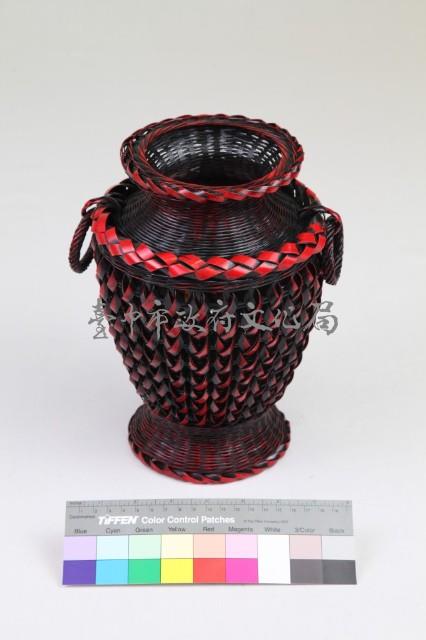 竹編松傘紋高花瓶藏品圖，第1張